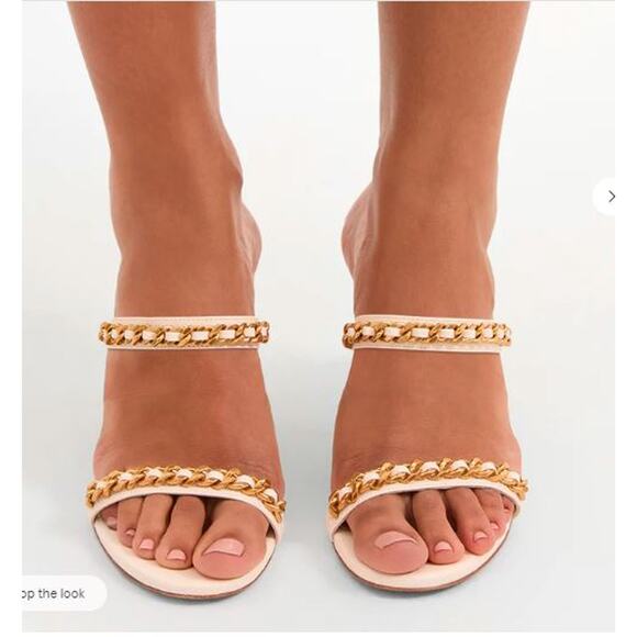 Veronica Beard Women\'s Gretchen Chain-Link Sandal Mules White 7 NWT 350
